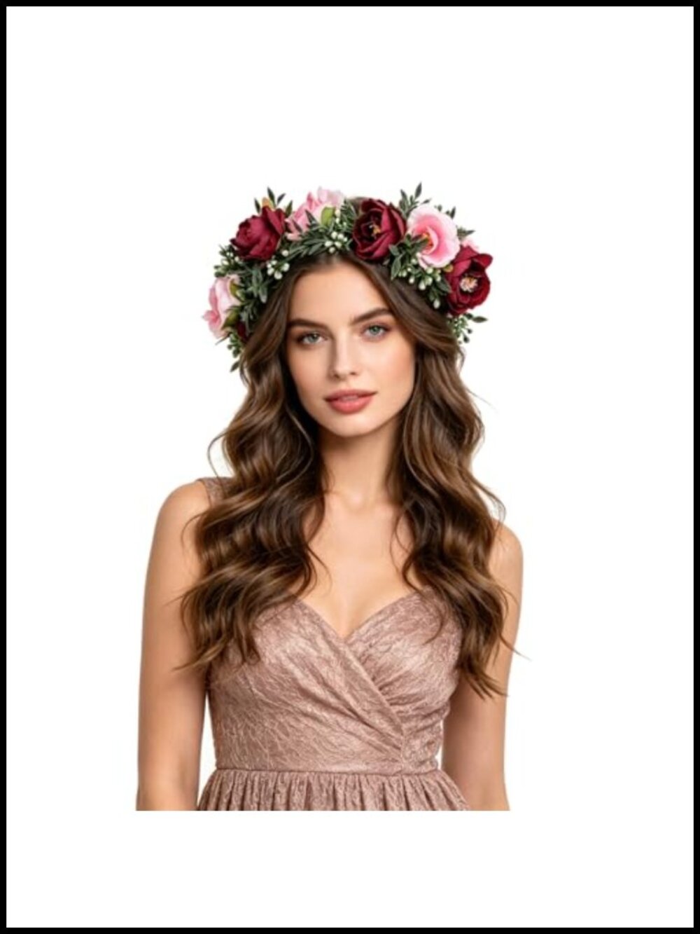 Bridal Flower Crown Headband Rose Floral Hair Wreath Maternity Photo Prop